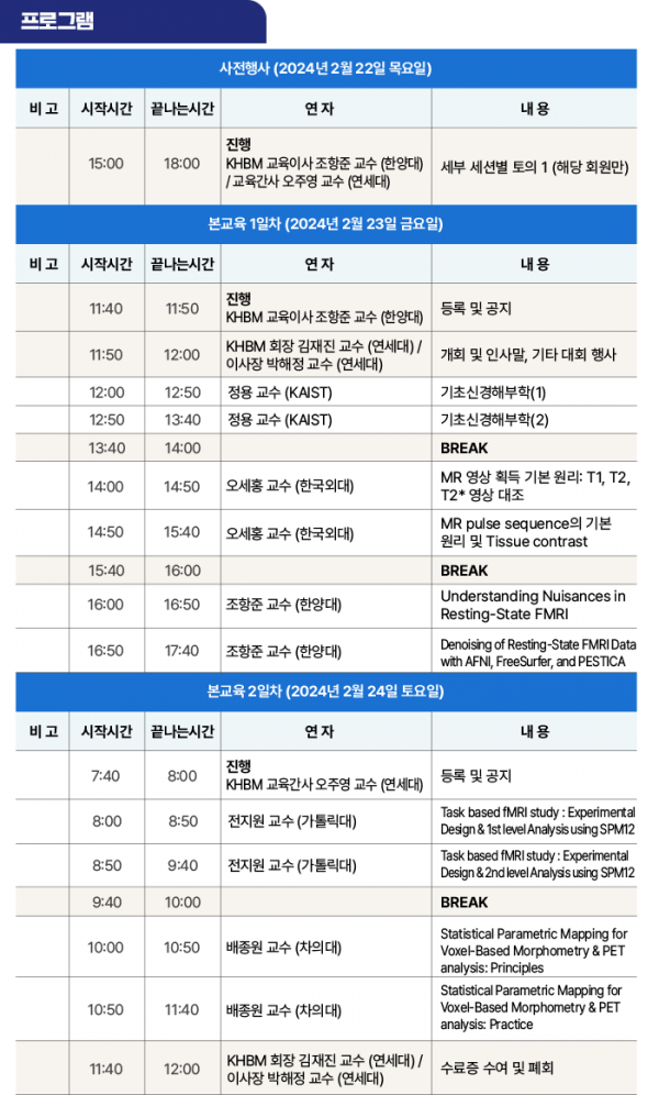 2024 KHBM Winter School (OHBM Korea Chapter Program) > Notice NiNE